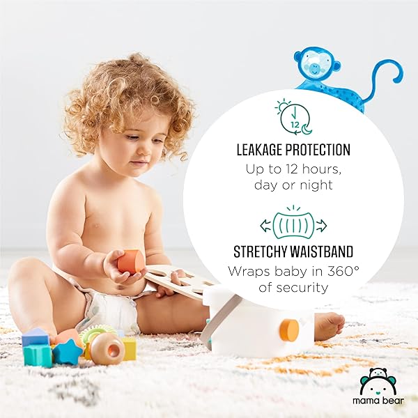 AMAZON BRAND – MAMA BEAR GENTLE TOUCH DIAPERS, SIZE 2, 46 COUNT, LEAK PROTECTION, WETNESS INDICATOR, CHLORINE FREE, POCKETED WAISTBAND