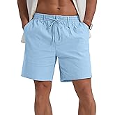Sailwind Men's Linen Shorts 7" Casual Elastic Waist Drawstring Summer Beach Shorts