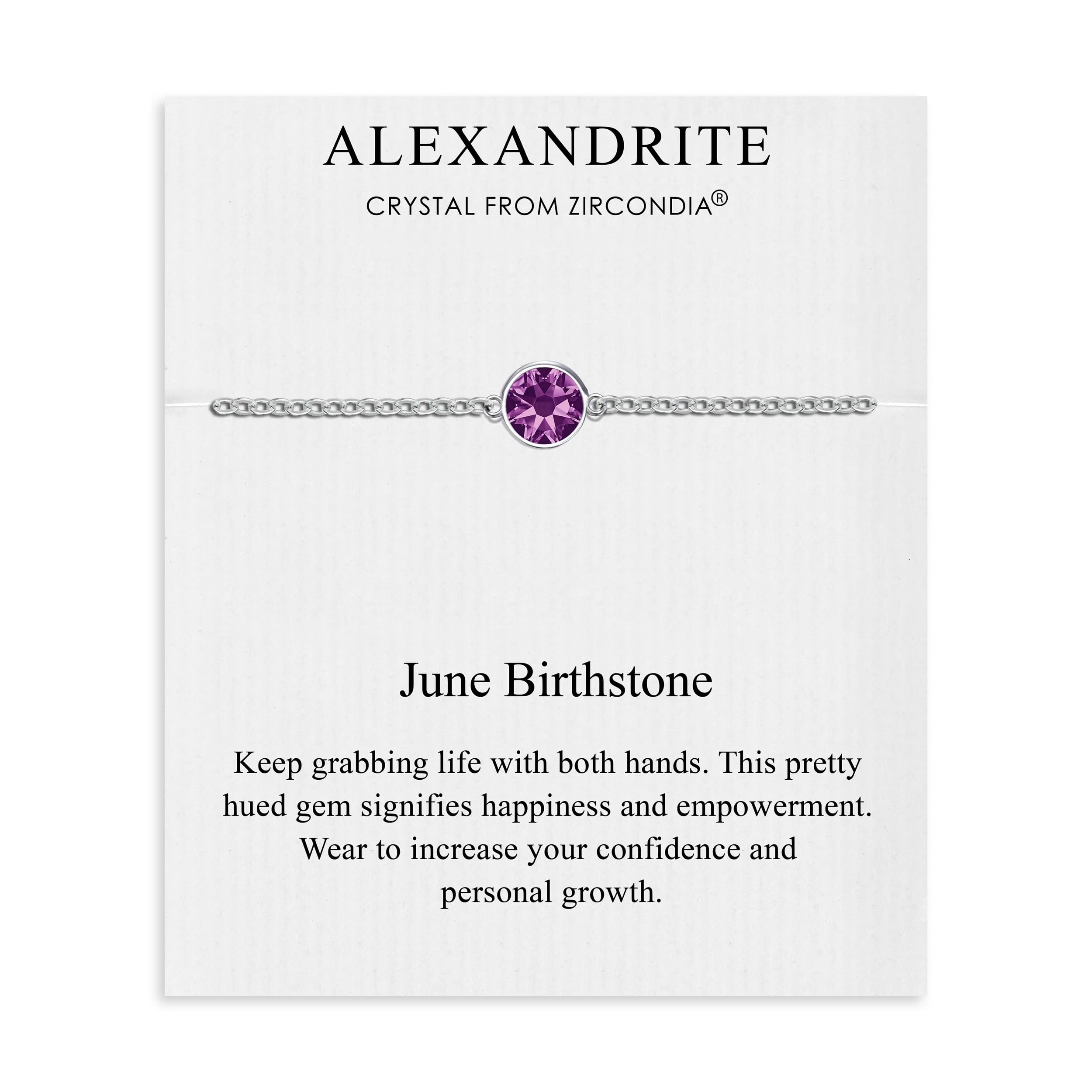 Philip Jones June (Alexandrite) Birthstone Anklet Created with Zircondia® Crystals