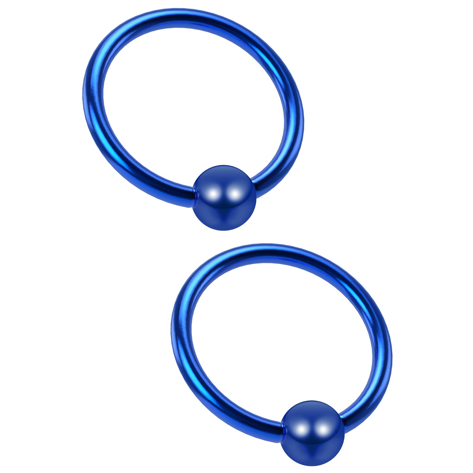 2pc 18 Gauge Captive Bead Ring Blue Surgical Stainless Steel Hypoallergenic Septum Bar Earrings 8mm