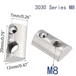 3030 Series M8 T Slot Half Round Nuts Roll-in