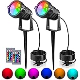 OurLeeme Lawn Flood Light Stake, 2-in-1 Waterproof Outdoor Remote controlle Landscape Lighting Spotlight Wall Light for Yard Garden Driveway Pathway Pool(2 Pack)
