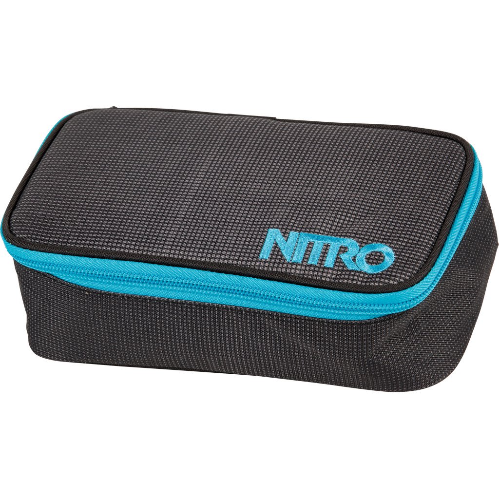 Nitro Pencil Case XL inkl. Geo Dreieick & Stundenplan, Federmäppchen, Schlampermäppchen, Faulenzer Box, Federmappe, Stifte Etui, Blur-Blue Trims