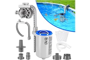 Sinbyuer Above Ground Pool Skimmer Comes with 3 Skimmer Socks | Height-Adjustable Wall Mount Surface Skimmer | Heavy-Duty Floating Pool Skimmer - Auto-Skimming Leaves & Fine Debris from Pool Surface