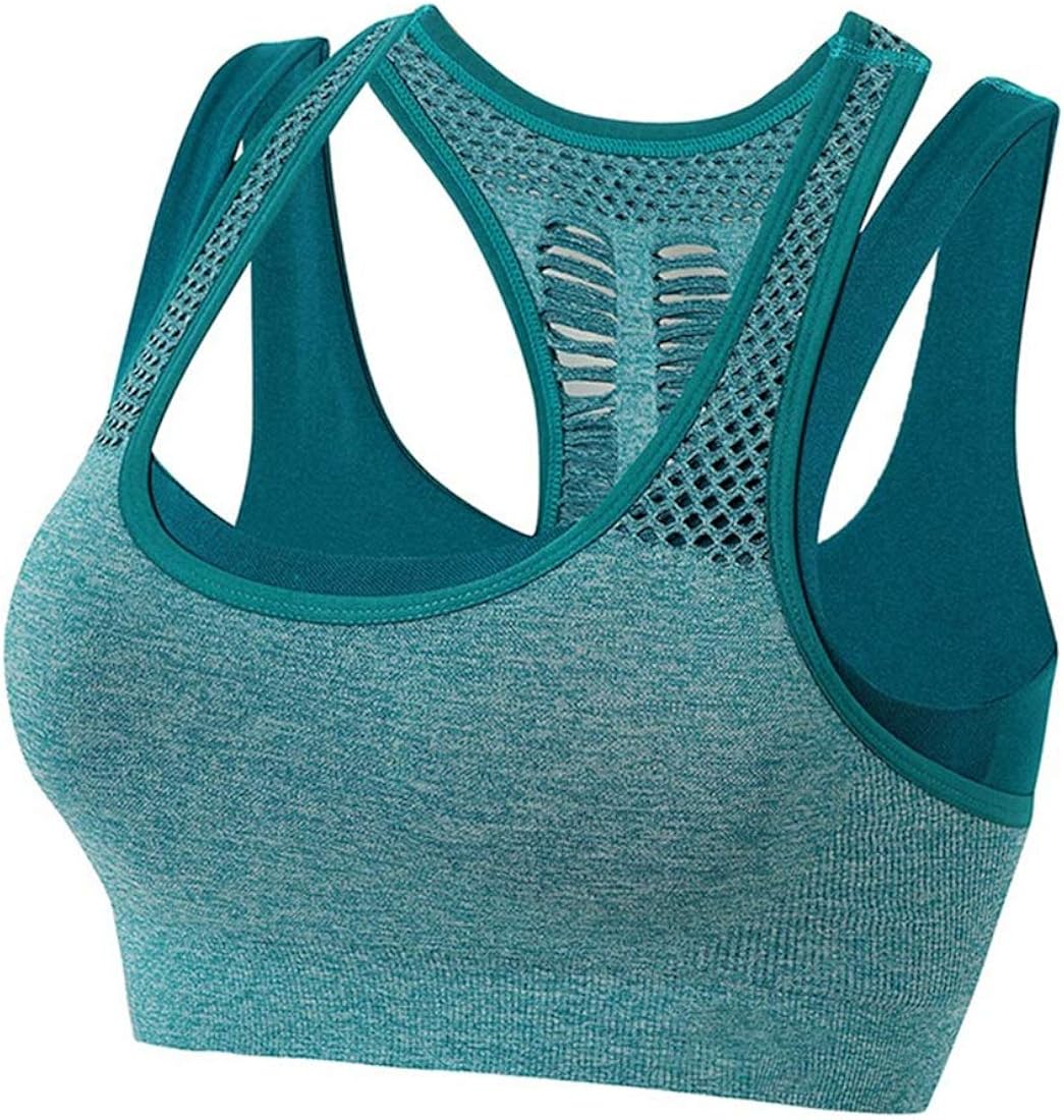 Women's Wirefree Seamless Double Layer Padded Racerback Sports Bra For
