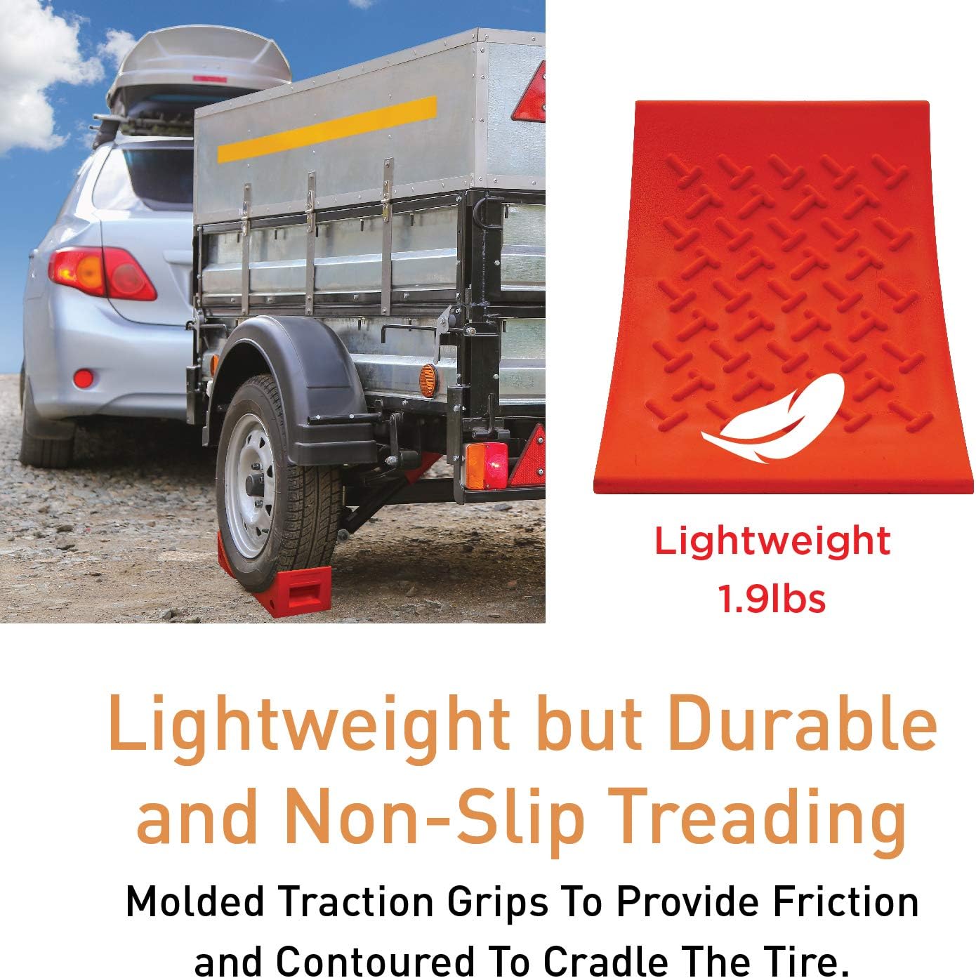 SECURITYMAN 2 Pack Wheel Chocks - Constructed of Heavy Duty Solid Rubber for 20,000 lbs of RV, Trailer, Truck, Camper - Perfect on All Surfaces and in All Weather - Orange: Automotive