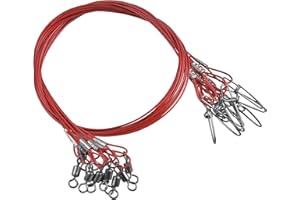 Fishing Wire Leaders Saltwater, 20pcs Heavy Duty 150LB Stainless Steel Line Leaders with Rolling Swivels and Snaps Nylon-Coat