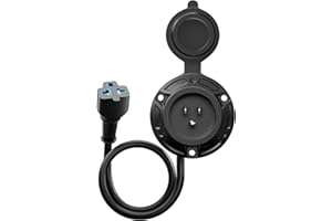 HULKGOO Heavy-Duty 20A 125V RV Shore Power Inlet Plug with 16" Extension Cord, 5-in-1 T-Blade Adapter, Waterproof Outlet Box & Cap for RVs Trailers Boats - Outdoor Electrical System (12AWG)