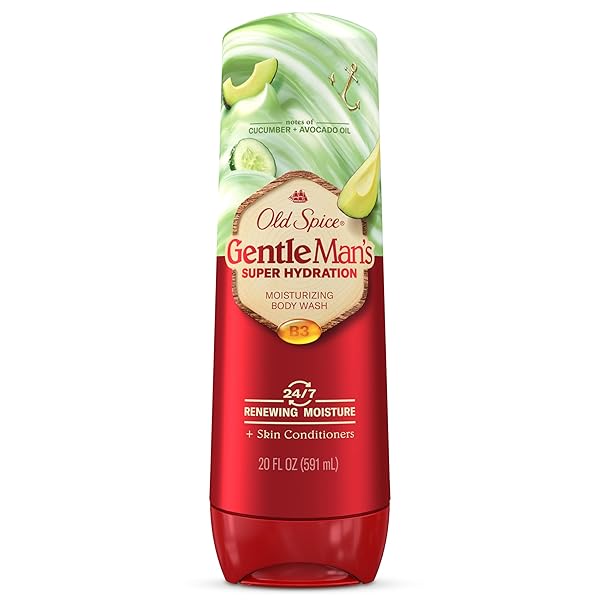 OLD SPICE SUPER HYDRATION BODY WASH GENTLEMAN’S BLEND, CUCUMBER + AVOCADO OIL SCENT FOR DEEP CLEANING AND 24/7 RENEWING MOISTURE, 20 OZ