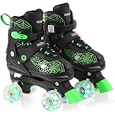 Nattork Kids Roller Skates for Boys Girls, 4 Sizes Adjustable Quad Skates for Kids with Light up Wheels,Cool Birthday Gift for Children Beginners Indoor Outdoor Sports