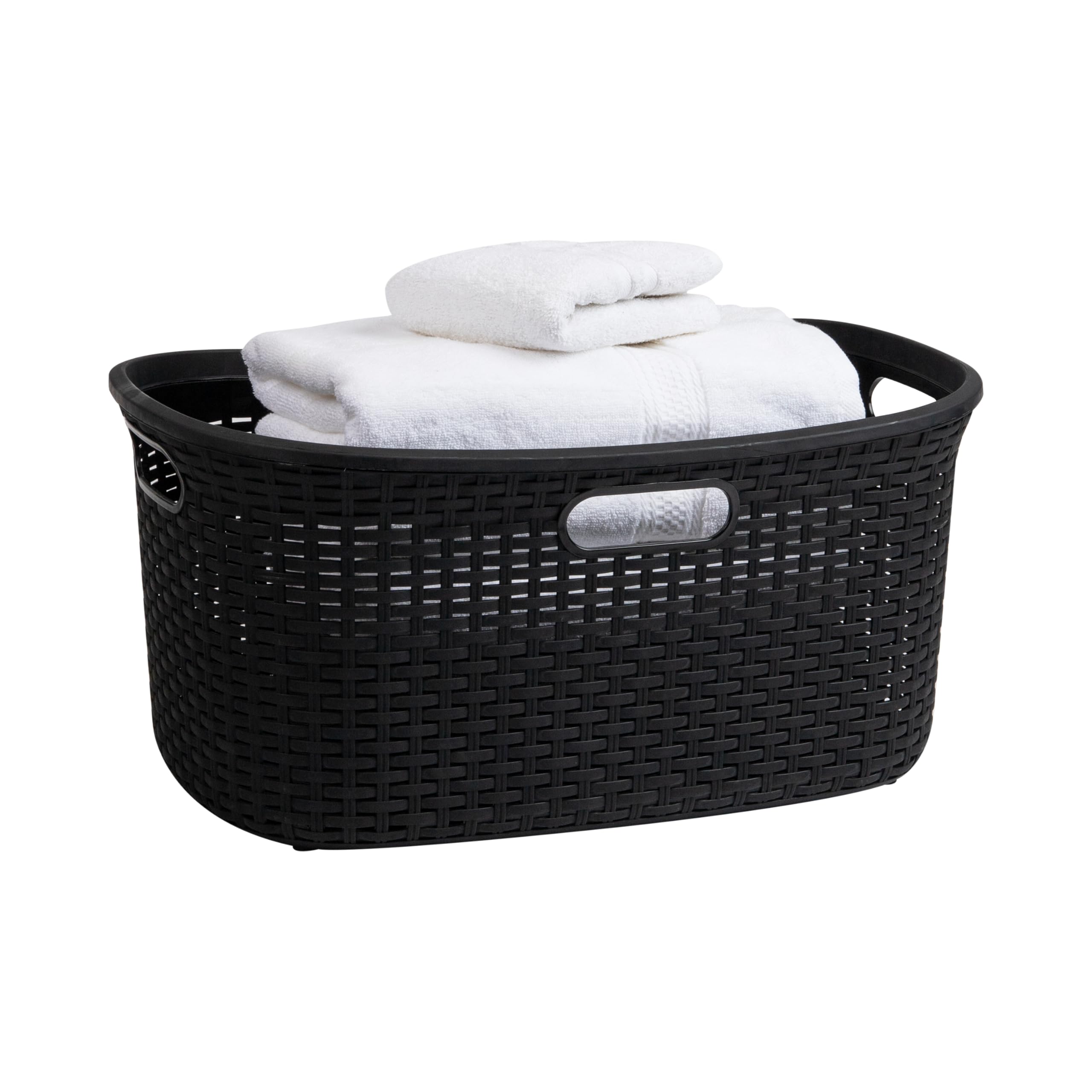 Photo 1 of *** SIMILAR IMAGE***Mind Reader 40L Laundry Basket, Clothes Hamper, Premium Wicker Design, Plastic, Black