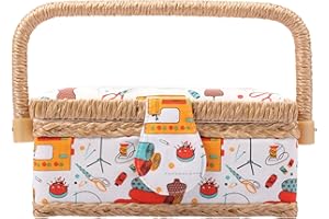 Sewing Box with Tray and Pin Cushion, Sewing Basket, Large Capacity Sewing Basket Organizer with Inside Pocket, Multifunction