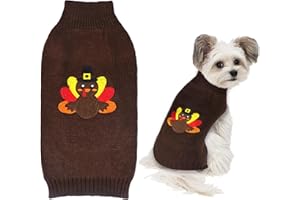 GOYOSWA Dog Thanksgiving Sweater, Knitted Thanksgiving Fall Holiday Dog Sweaters Outfit Clothes for Small Medium Large Dogs Pets (Dark Brown, Medium)