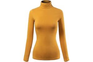 MixMatchy Women's Basic Long Sleeve Turtle Neck Slim Fit Top Shirt