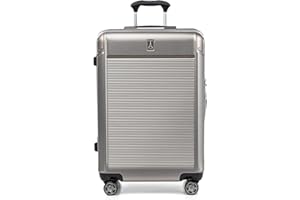 Travelpro Platinum Elite Hardside Expandable Checked Luggage, 8 Wheel Spinner, TSA Lock, Hard Shell Polycarbonate Suitcase, Metallic Sand, Checked Medium 25-Inch