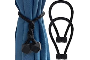 Yatinkim 2 Pack Magnetic Black Curtain Tiebacks Drapes Ties Window Draperies Holdbacks Twist Rope Modern Style Decorative Acc