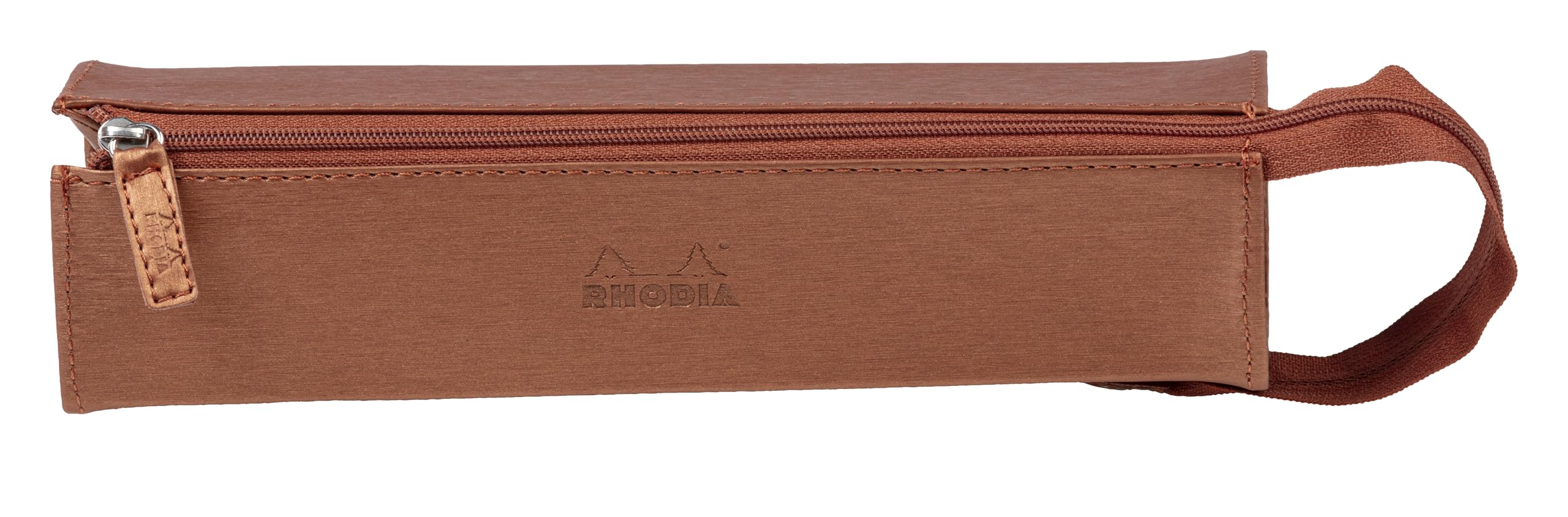 RHODIA 319039C - Pencil case Rhodiarama Copper - 23x5x5 cm - Flat opening for use as a pencil case - Faux leather - Storage for pens, pencils, markers, small supplies