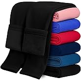 KEREDA Girls Fleece Lined Leggings Pack of 2 Winter Warm Pants Girls Clothes