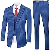 Mens Suit Plaid Slim Fit 3 Pieces Checked Casual Tuxedo Formal Suits for Men Wedding Business Party Blazer Vest Pants Set