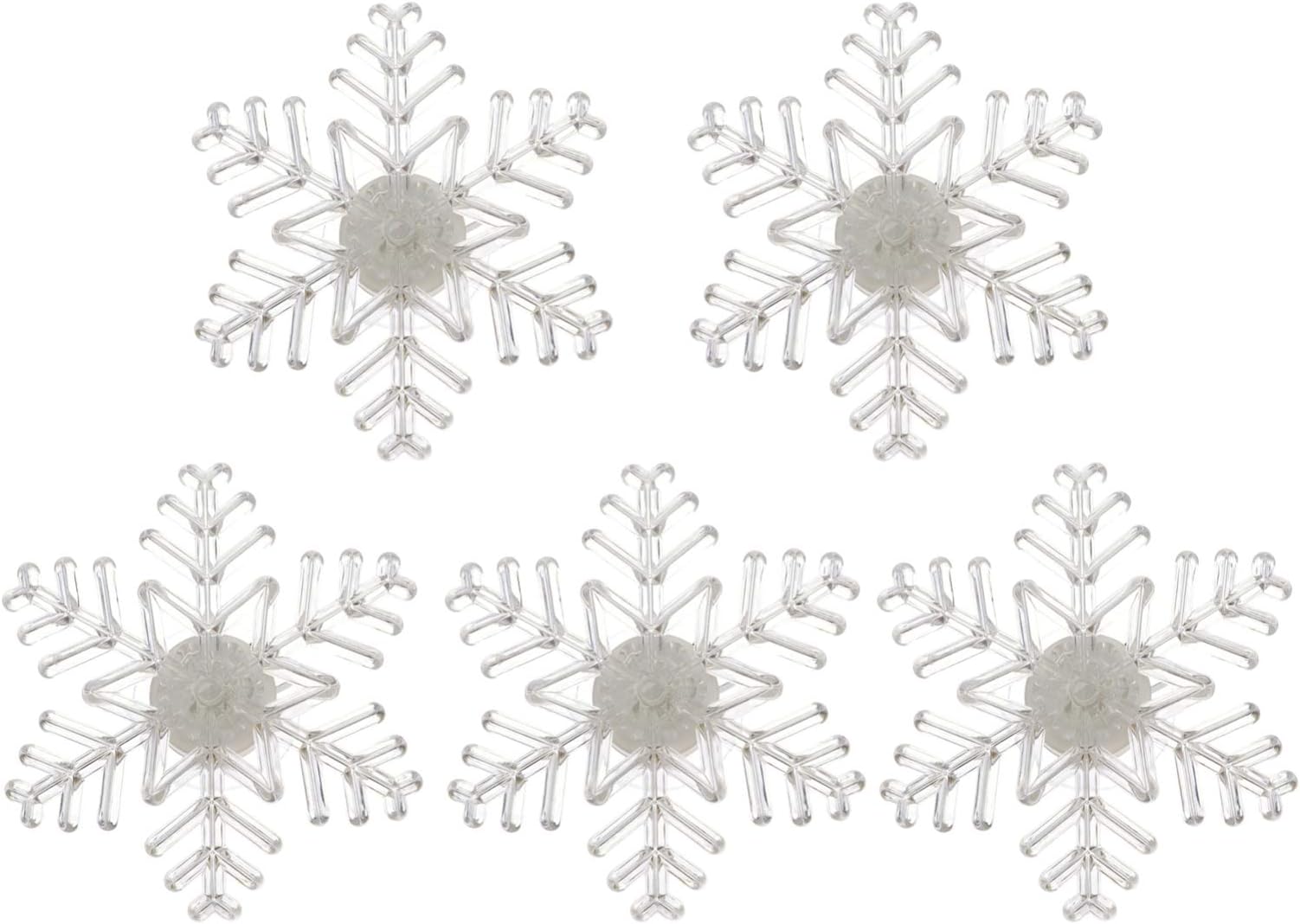 FRCOLOR 5pcs Snowflake Lights with Suction Cup LED Christmas Indoor Window Light Decoration