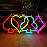 Mvorixa Poker Neon Sign–LED Playing Cards Neon Light for Wall Decor, USB Powered Dimmable Sign for Casino Room Decor, Cool Man Cave, Game Room, Bar, Bedroom, Party Gift for Poker Lovers