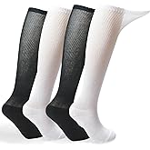 +MD 4 Pack Men’s Extra Wide Non-Binding Diabetic and Circulatory Over The Knee Socks with Cushioned Sole