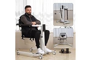 ODIE·TOM Electric Patient Lift Transfer Chair, Foldable Patient Lift for Home Portable Lift Wheelchair for Car, Commode Toilet Transfer Chairs for Seniors (Electric)