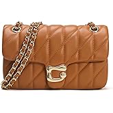 Quilted Crossbody Purse for Women Trendy - Ladies Shoulder Bag Leather Handbag Designer Evening Clutch with Chain Strap