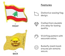 Lebanon Flag Lapel Pin - Enamel Metal National