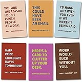 Obbyidk Funny Valentine's Day Card Set for Coworkers, Humorous Valentines Cards for Colleagues Boss Employees, 4 x 6 In(6 Des