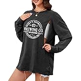Wrenpies Womens Nursing Shirts for Breastfeeding Zipper Mama Maternity Long Sleeve T Shirt Oversized Graphic Acid Wash Tops