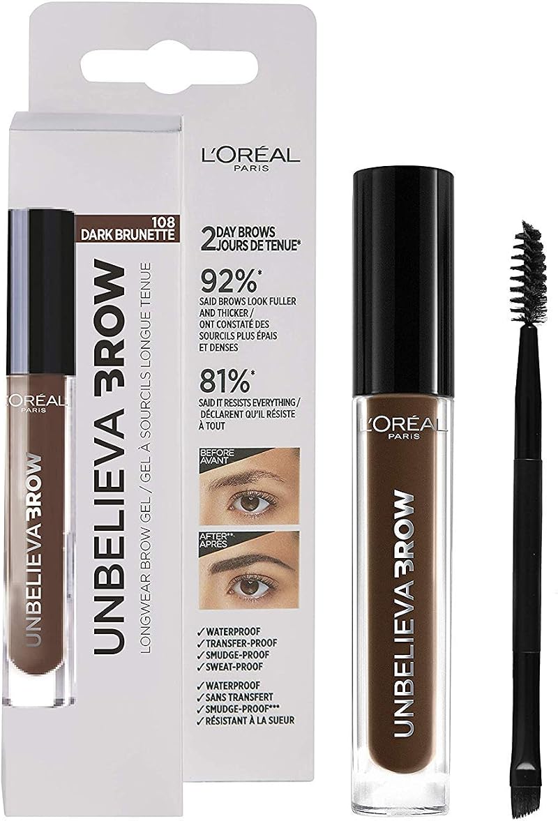 L'Oreal Paris Unbelieva Brow Gel 108 Dark Brunette Eyebrow Gel
