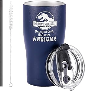 Dad Tumbler Gifts From Daughter, Son – Like A Normal Daddy, But More Awesome – Fathers Day, Valentines Day or Birthday Gifts For Dad, Husband, Friend (Navy Blue, 20 OZ)
