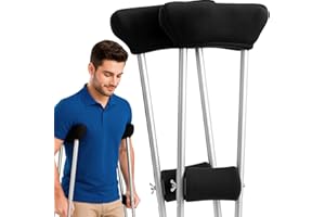 Vive Fleece Crutch Pads & Hand Grips – Soft Underarm Cushion Padding for Crutches – Comfortable Foam Support, Washable, Breathable Accessories for Adults & Youth – Armpit Pain Relief (Black)