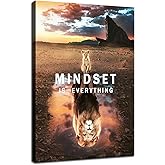 Motivational Canvas Wall Art Mindset is Everything Inspirational Entrepreneur Quotes Poster Small Lion Big Lion Print Artwork Decorate [12''W X 18''H]