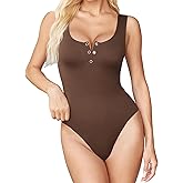 Avidlove Bodysuits for Women Button Down Square Neck Sleeveless Tank Tops Double Lined Going Out Leotard Bodysuit