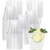 Upigi 9 oz Clear Plastic Cups, 100 Pack Disposable Crystal Punch Cups for Party,Sturdy Recyclable PET Clear Cocktail Tumblers Wine Cup for Wedding,Birthday,Christmas