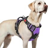 rabbitgoo Large Dog Harness Front Back Clip No-Pull Reflective Purple L