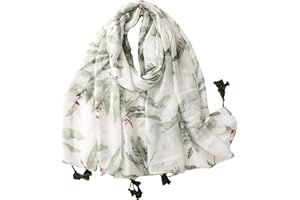 amokk Boho Floral Scarf with Tassels for Women Lightweight Shawl and Wraps Head Scarves