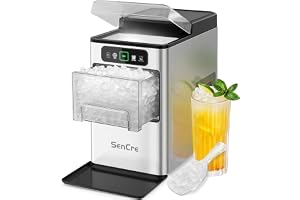 SenCre Nugget Ice Maker Countertop 40Lbs/24H Soft Chewable Ice Machine Pellet Crushed Ice Makers, One-Click Operation Auto Self-Cleaning Stainless Steel with Scoop for Home Kitchen Office, Grey
