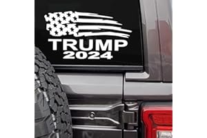 MAZ DISTRIBUTIONS – Trump 2024 Sticker – Vinyl American Flag Trump Sticker for Car, Truck, SUV, Wagon, and Van – Indoor and Outdoor Use – Waterproof Decal for Laptop, iPad and Cup–MAZ 435 White