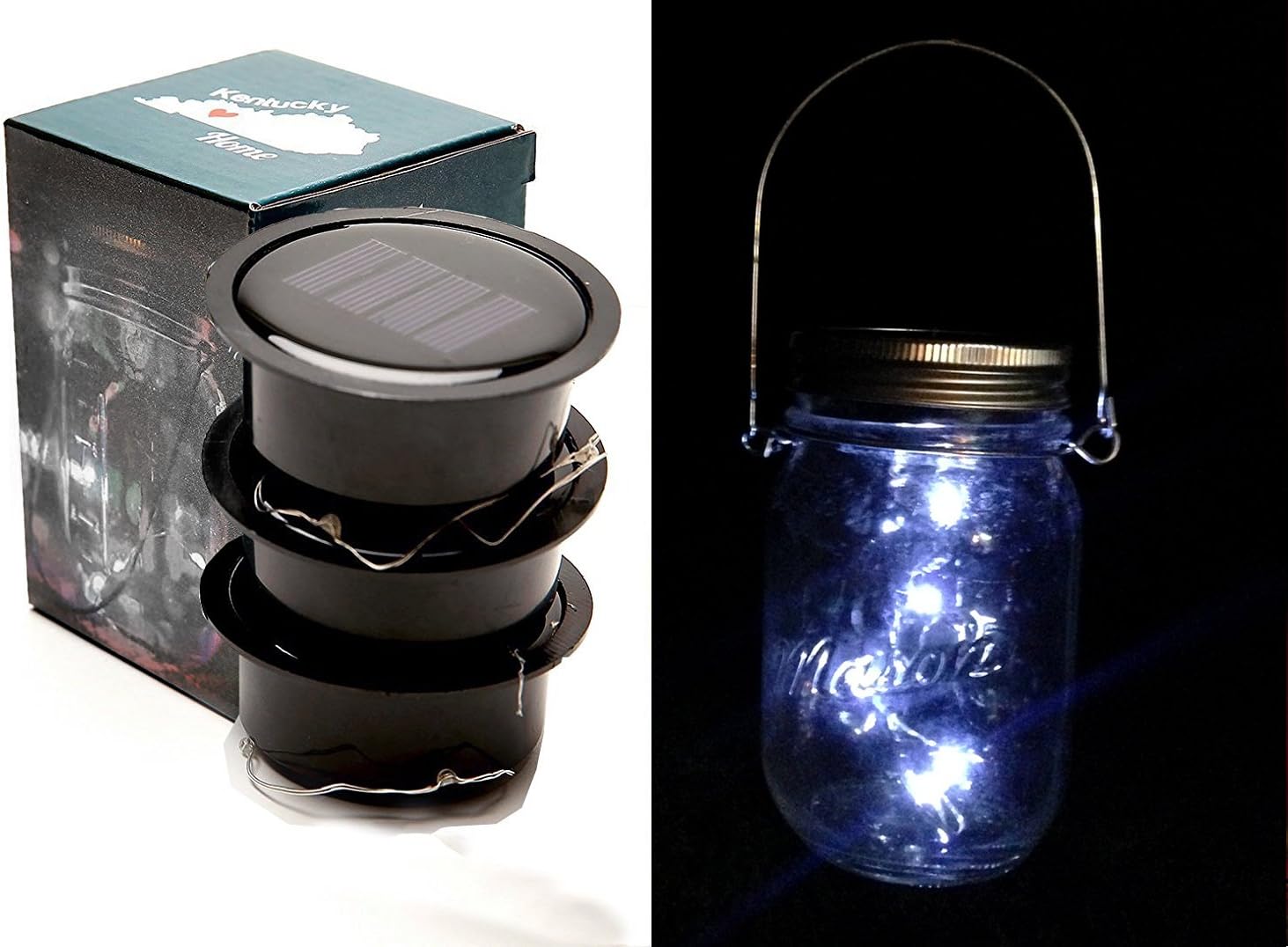 White LED Fairy Light 3 Pack - Solar Mason Jar Lid Insert - Solar Mason Jar Fairy Light with Color Changing LED for Glass Mason Jars and Garden Decor Solar Lights