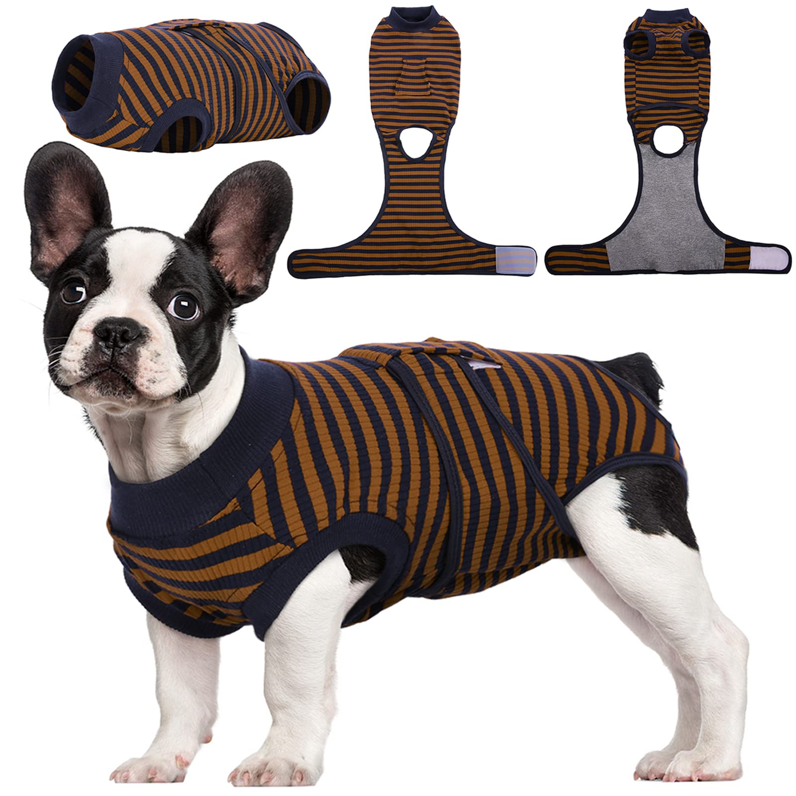 Kuoser Dog Surgery Recovery Suit, Dogs Recovery Suits Female Spay and Male Neuter for Post-Op Care, Soft Puppy Onesie Surgery Cone alternative Prevent Licking, Brown S — image 1