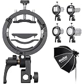 Godox S3 Bowens Mount Speedlite Bracket with Umbrella Hole | S2 Upgrade &plusmn;90&deg; Angle Adjustment Compatible with AD200ProII, AD300Pro Il, V1Pro, V480, AD100ProII 0.45kg