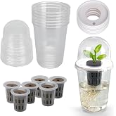 Clear Hydroponic Nursery Pots with Humidity Domes &amp; Rrow Sponge 6-Pack | Vented Covers Help Control Moisture, Easy to Monitor the Root Growth and Water Levels