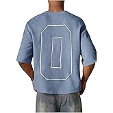 GORGLITTER Men's Cropped T Shirt Boxy Crop Tees Top Number Graphic Short Sleeve Crewneck Faux Suede Shirts Streetwear