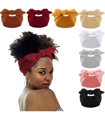 Amazon.com : DRESHOW 8 Pack Bow Headbands of Solid Color for  display picture 3