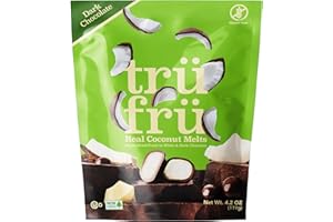 Tru Fru Real Coconut Melts Hyper-Dried Fresh in White & Dark Chocolate, Premium Gourmet Freeze Dried Fruit Snack, 4.2 oz