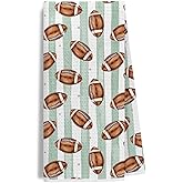 EKGJW Stripe Football Kitchen Towels,Game Day Sports Dish Tea Towels for Kitchen, Green Stripe American Football Decorative Hand Towel for Bathroom, 16x24 Inch