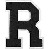 4 Inch Black Chenille Letter Patch – Iron On & Sew On Embroidered Alphabet Initial with White Border for Jackets, Hats, Jeans, Bags – DIY Varsity Style Heat Transfer Applique for Clothing & Crafts